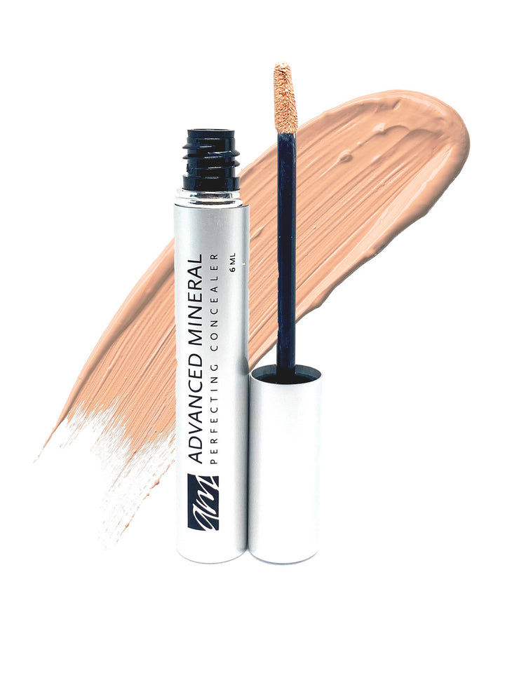 An advanced mineral makeup product called, 'perfecting concealer' in the color of 'beige cream'. #colour_beige-cream