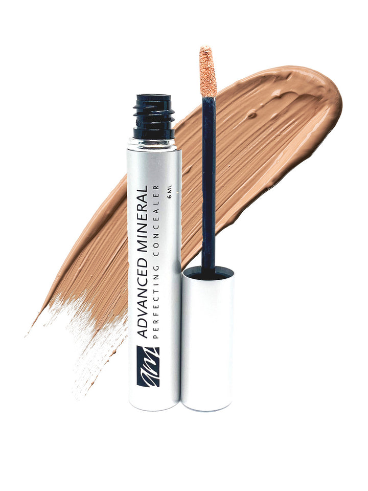 An advanced mineral makeup product called, 'perfecting concealer' in the color of 'mocha cream'. #colour_mocha-cream