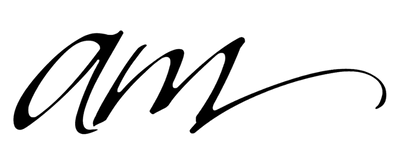 Giant letters 'AM' logo, indicating Advanced Mineral Makeup brand on a removed background.